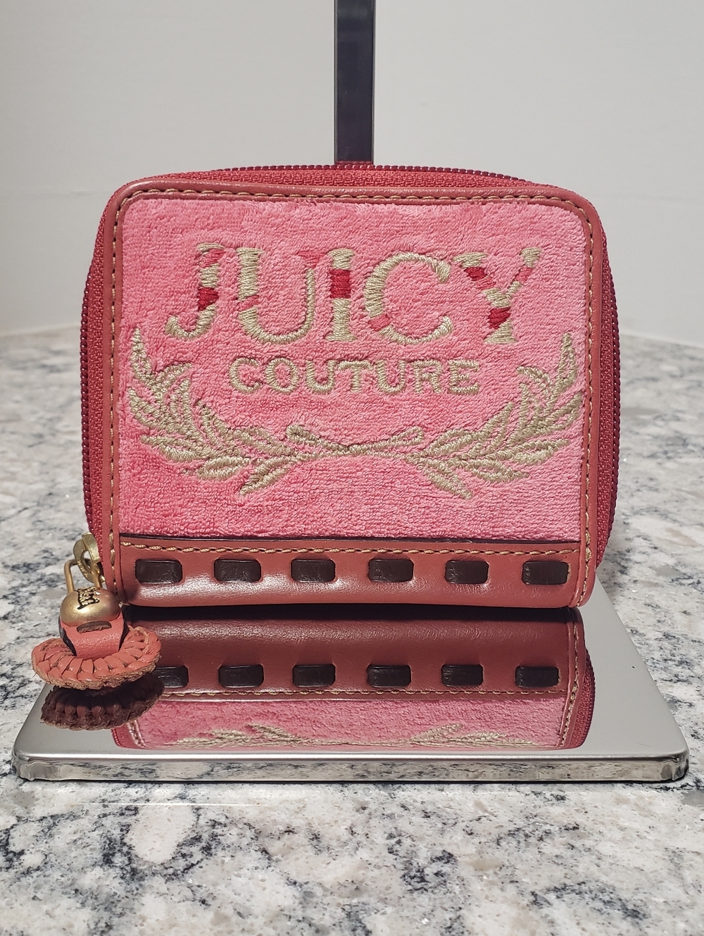 Juicy Couture Y2K Vintage Pink Velour Zip- Around Wallet